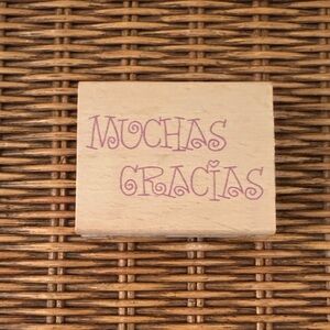 Muchas Gracias Wooden Block Rubber Stamp